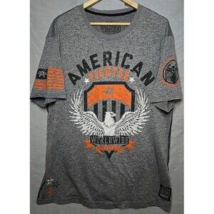 American Fighter Shirt Mens Graphic Tee Buckle Distressed Athletic Size 2XL